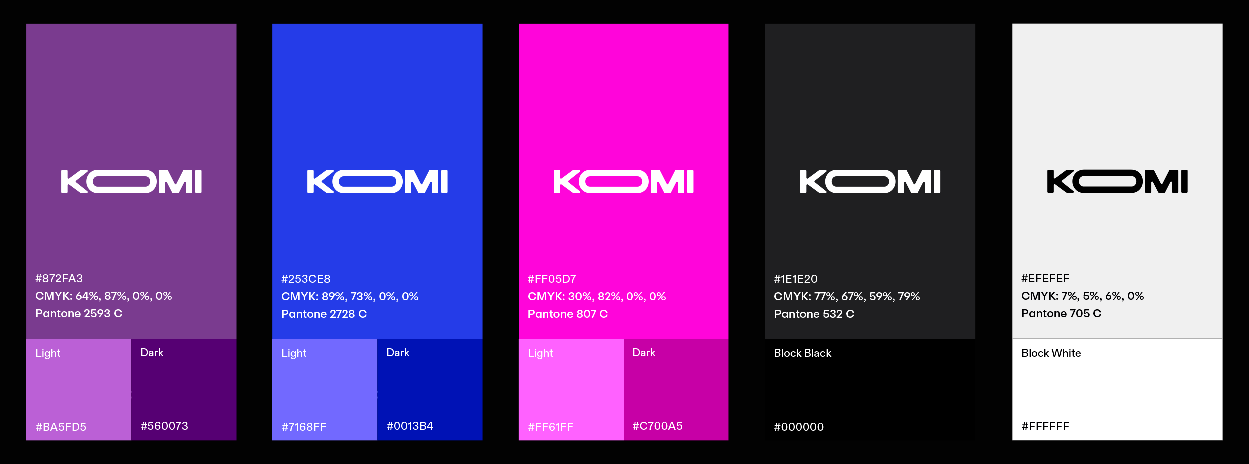 Komi brand color palette